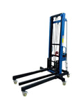 Heavy Duty Portable Panel Hoist Elevator Lift Table With Casters For Stacking And Moving Building Materials Up To 13 Feet High showing side view with smooth rolling casters.