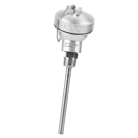 Beefed-Up PT100 Temperature Sensor Probe With Half Inch NPT Thread Head Stainless Steel Industrial Grade Range -200 to 420 Degrees Durable RTD Sensor