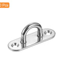 20 Pack 304 Stainless Steel Pad Eye Plate U Hooks 2.4 Inch silver hook with mounting holes for secure installation.