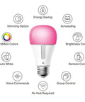 Smart Color Changing WiFi Light Bulbs, 1000 Lumens, Dimmable, 11W, A19, showing features like voice commands and 16 million colors.