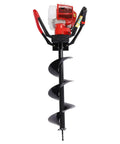 Gas Powered Post Hole Digger 43cc Two Stroke With 8 Inch Auger Bit For Fence Posts Garden And Farm Use in upright view