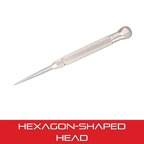 Carbide Pocket Scriber With Hex Head For Precise Marking, Two And Seven Eighths Inches Long, Three Eighths Inch Knurled Nickel Plated Steel Handle