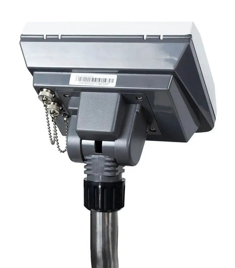 Top Shelf Digital Bench Scale Holding 300 Lb Capacity And Ntep Certification For Legal Trade Shipping showing adjustable LCD panel and steel frame.
