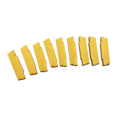11-piece set of MGMN200-G carbide lathe grooving inserts, yellow-coated