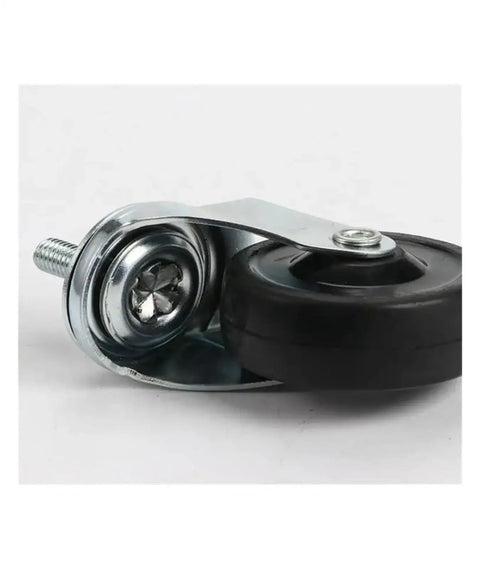 Close-up of black rubber wheel from Pack Of 4 2.5 Inch Casters Set With M8 M10 M12 Stem Rubber Universal Wheels For Furniture And Cabinets Wear