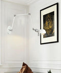 Top Shelf Heavy Duty Metal Swing Arm Wall Sconce Featuring Smooth Adjustable E27 Bulb Socket For Modern Bedrooms And Hallways classic bronze white, mounted on wall.