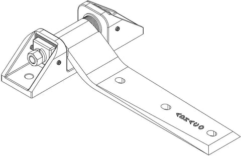 Heavy Duty Strap Hinge For Industrial Doors Left Hinge H 412 6 Way Adjustable metal hinge in diagram view