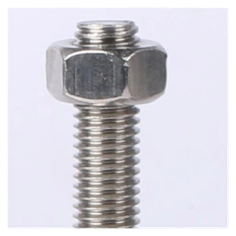 Tough As Nails Heavy Duty Adjustable Leveling Feet Four Pack Stainless Steel Support Legs Featuring M10 x 50 Mm Threads close-up of nut and bolt.
