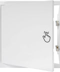 Heavy Duty Galvanized Steel Access Panel For Drywall Ceilings White Wall Cover with slick latch opened for easy access.