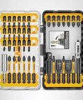 DEWALT 40-piece screwdriver bit set in yellow and black dual-case storage, front view