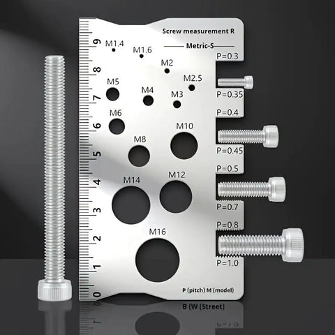 Durable Stainless Steel Screw Size Chart Caliper Thread Gauge Ruler For Threads And Distance Measurement Bolt And Nut Gauge M12