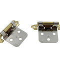 Self-Closing Cabinet Hinges, Chrome And Polished Brass Face Mount, Variable Overlay, 2 1/8 Inch Hole Centers, Polished Brass Finish