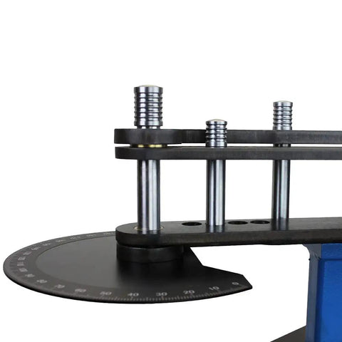 Close-up of Tough As Nails 10 Ton Electric Hydraulic Pipe Tube Bender's precision die measuring scale for accurate bends.