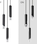 Modern Black Pendant Light Fixture With Dimmable LED Three Light Kit For Kitchen Island And Dining Room sleek design on and off