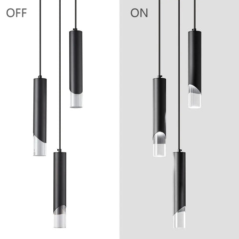 Modern Black Pendant Light Fixture With Dimmable LED Three Light Kit For Kitchen Island And Dining Room sleek design on and off