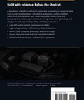 Back cover of the technical book, Straight Up Guide To Swapping Your Gas Guzzler Into A Sleek Electric Hauler.