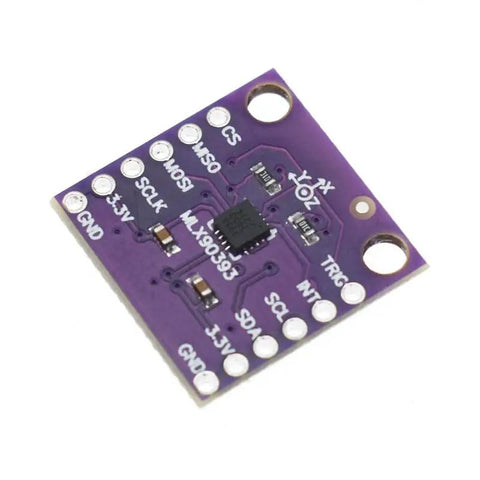 Close-up of Two Pack Digital 3D Hall Effect Sensor For Precise Linear Displacement And Angle Rotation on circuit board