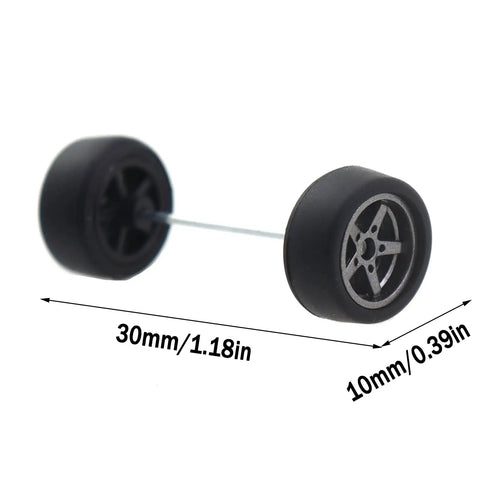 Eight Piece Toy Car Wheel Set With 10mm Rubber Tires And Metal Axles For Trucks, Bots, And DIY Builds, Durable, Smooth Rolling