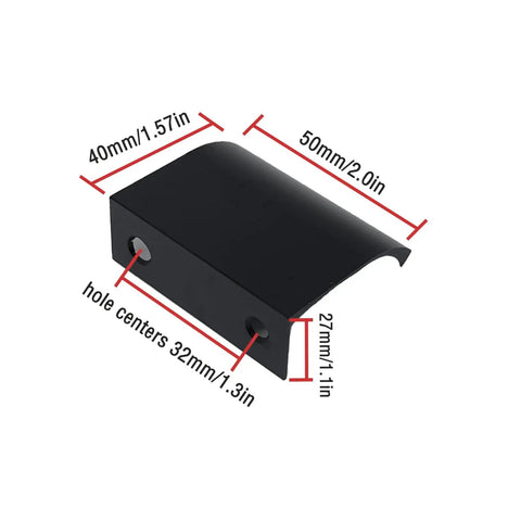 Close-up of Six Pack 50Mm Drawer Pulls Matte Black Aluminum Cabinet Handles with dimensions and hole centers