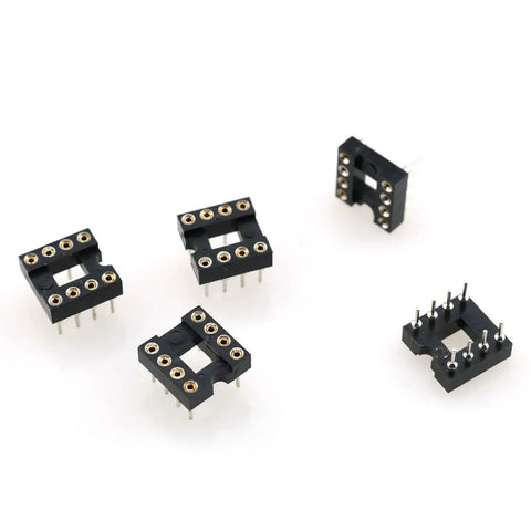 10 Pack DIP IC Socket Adapters 2.54mm Pitch 8 Pin Round Hole Soldering Socket For IC Chips Black Plastic Metal Construction