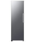Large 11 Cubic Foot Convertible Upright Freezer And Fridge Flip Featuring Even Airflow And Reversible Door Design Energy Star Certified Stainless Steel Construction in gray finish.