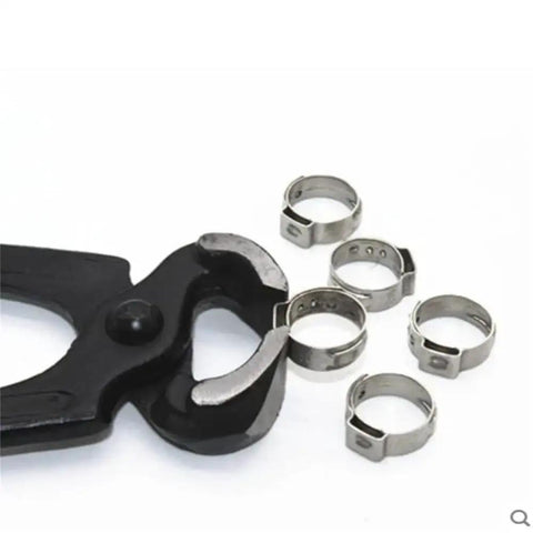 Assortment Hose Clamp Kit, Stainless Steel 304 Single Ear Clamps, 5.3mm To 50mm Range, 5-20 Pieces Per Lot with installation tool