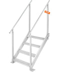 4 Step Dock Ladder With Dual Handrails 500 LB Load Aluminum Dock Stairs For Lake And Pool Adjustable Height Pontoon Boat Ladder With Wide Non Slip Pedals Marine Boarding For RV Or Home, 4-step silver aluminum