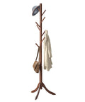 Freestanding Bamboo Coat Rack With 8 Hooks, Adjustable Height Entryway Stand For Jackets, Coats, Purses, Hats, Scarves And Umbrellas, Durable Wood And Bamboo Construction, Space Saving Organizing Solution, Classic Brown Finish
