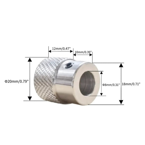Aluminum Alloy Handwheel With Knurled Grip 20mm Outer Diameter 8mm Bore CNC Precision Machining with dimensions