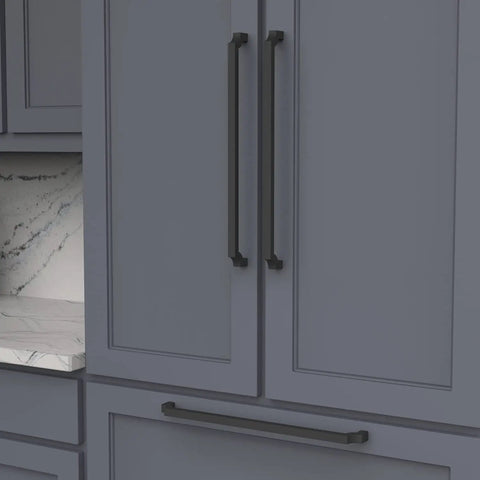 Monarch Collection Appliance Pull 18 Inch Center To Center Matte Black Finish for cabinets and drawers in modern kitchen.