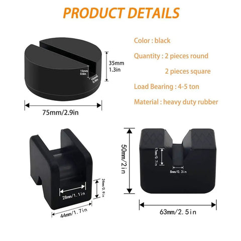 3 Ton Universal Rubber Jack Pad Adapters Set For Jack Stands dimensions and materials
