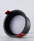 ELUKHT 4-Pack 7W/12W Commercial LED Recessed Downlight with Black Anti-Glare Trim - 3 Color Selectable for Indoor Lighting,12w-Warm Light, side view showing trim and clips.