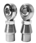 Bulletproof Heavy Duty 5/8 Inch Heim Joint Rod End Kit For Custom Track Bars And Dirt Roader Chassis Builds showing two stainless steel joints.
