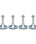 Heavy Duty Carbon Steel Adjustable Leveling Feet Four Pack Thick Equipment Support Pads Quick Threaded Base for shop floors.