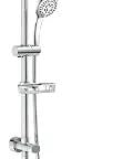Kauai III Polished Chrome 8 Inch Rain Shower Head With Detachable Handheld Spray 2.5 GPM 59 Inch Stainless Hose 5 Function Hand Shower