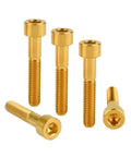 Titanium Allen Bolts M6x35mm For Bicycle Headset Stem Top Cover Screws Hex Head Titanium Alloy TC4 Anti Corrosion 5 Pack Gold Finish