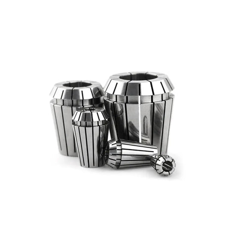 Top Tier Spring Collet For CNC Milling And Engraving Machine With ER11 ER20 ER32 Precision Holders 0.015mm Tolerance Steel Durability Grip, various sizes displayed.