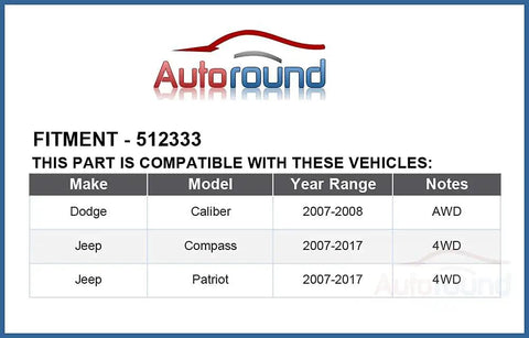 Fitment chart for Rear Wheel Hub Bearing Assembly For 4x4 AWD Jeep Compass Patriot 2007 2017 And Dodge Caliber 2007 2008