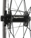 Rad Carbon Road Wheelset 700c Clincher Ride Ready 38mm Deep 23mm Wide Center Lock detail with Superteam hub