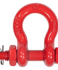 Twenty Piece Three Eighth Inch Forged Carbon Steel Anchor Shackles With Safety Bolt Pins Two Thousand Pound Working Load Heavy Duty Rust Resistant Tow Rigging Vehicle Recovery Hardware Built Tough For Backroads And Job Site Hustle, red shackle with safety pin.