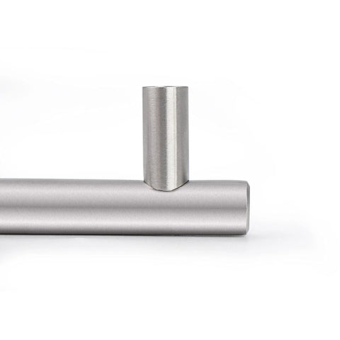Close-up of stainless steel T-bar from 10 Pack Euro T Bar Cabinet Pulls 3 Inch Hole Centers Stainless Steel Kitchen Drawer Handles 5 Inch Total Length.