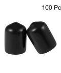 100 Pack Black Rubber End Caps 3/8 Inch Inner Diameter Vinyl Tube Floor Savers For Furniture Legs, two caps shown
