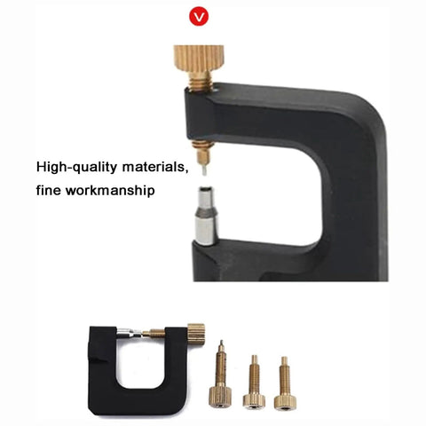 Eyewear Screw Extractor Tool Set with 2 precision drill bits shown in black handle for eyeglasses repair, pro-grade DIY fixes kit.