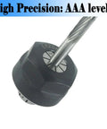ER20 Collet Nut Set For CNC Milling And Lathe Tools Pro Grade Includes One Eighth Inch One Quarter Inch And One Half Inch Collets With ER20 Clamping Nuts High Precision 65Mn Spring Steel Tight Hold And Smooth Cutting Performance close-up of AAA precision level with tool in collet