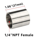 Badass 304 Stainless Steel Cast Pipe Coupling Fitting, a 1/4 Inch NPT Female Thread with polished finish for plumbing use.