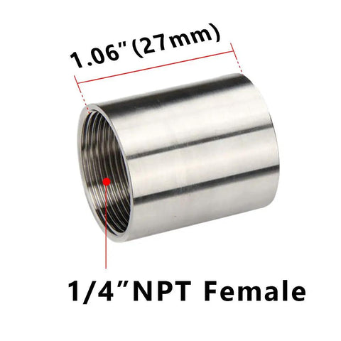 Badass 304 Stainless Steel Cast Pipe Coupling Fitting, a 1/4 Inch NPT Female Thread with polished finish for plumbing use.