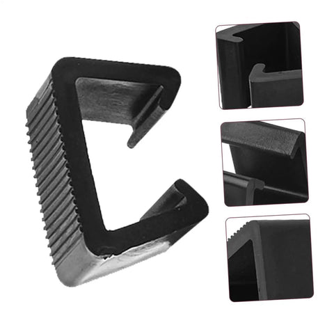 Close-up of 8 Pieces Rattan Furniture Clips Outdoor Sofa Sectional Connectors For Patio Keeps Wicker Sofas From Sliding No Tools Needed Easy To Install Durable Fasteners For Outdoor Furniture.