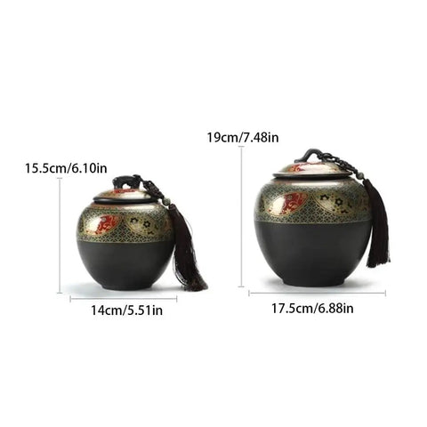 Super Sleek Large Ceramic Tea Canister With Airtight Lid For Loose Tea Leaves Coffee Beans And Candy Kitchen Food Storage Jar side view