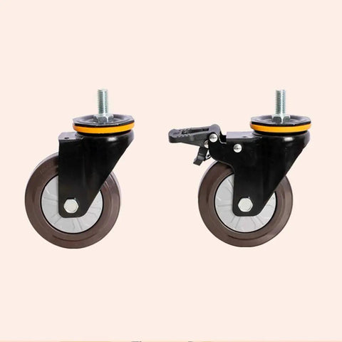 Big Heavy Duty Rubber Castor Wheels Four Pack Swivel Casters With Brake M12 Thread Rod Four Inch Trolley Dolly Furniture Casters
