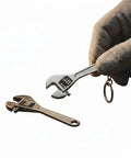 Hand holding Tiny Ultra Compact Mini Wrench Set Keychain Tool for Small Fixes 2.5 Inch Alloy Steel Adjustable Crescent Wrenches